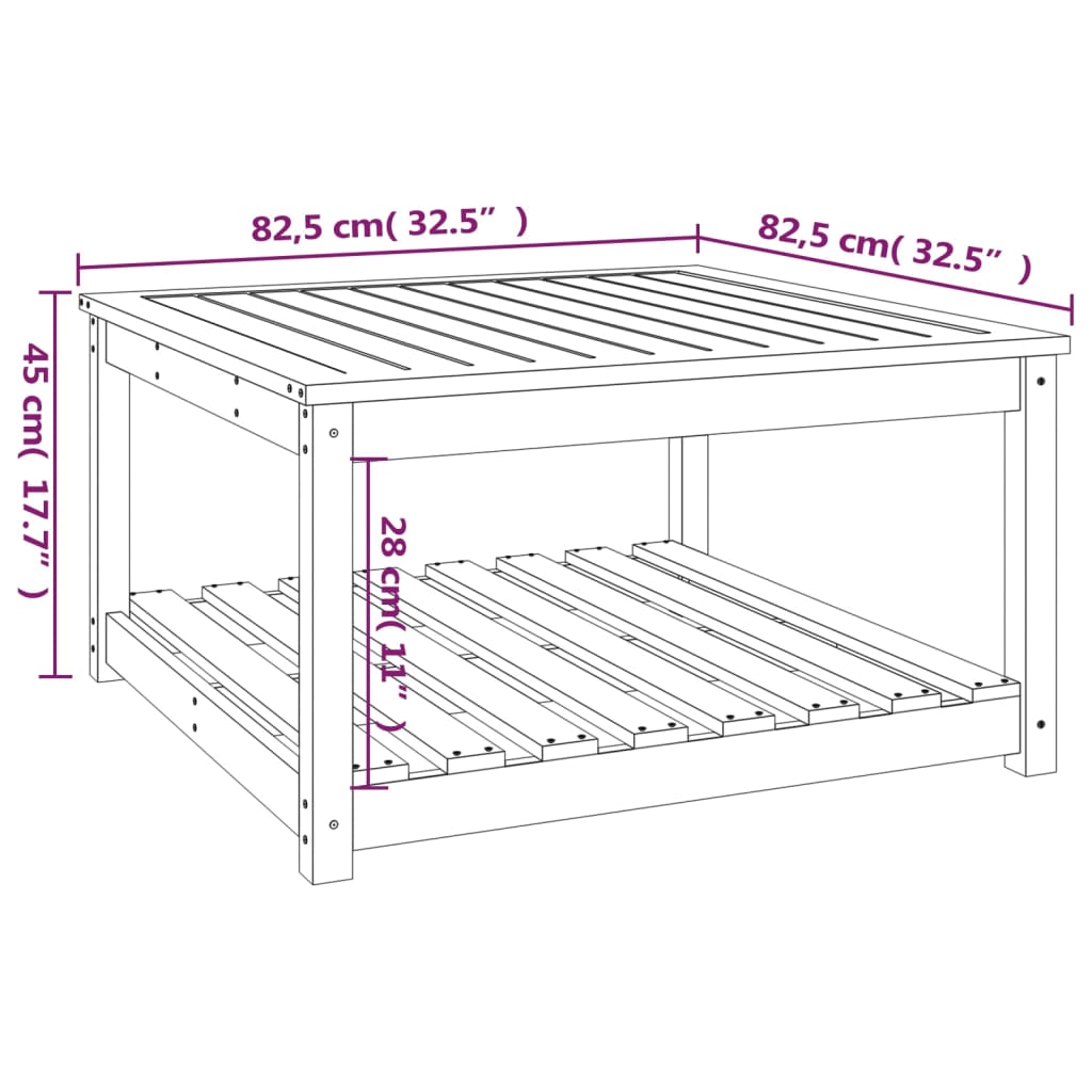 Tavolo da Giardino Grigio 82,5x82,5x45 cm Legno Massello Pino