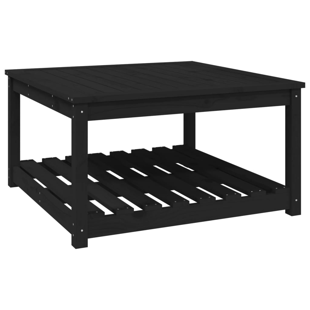 Tavolo da Giardino Nero 82,5x82,5x45 cm Legno Massello di Pino