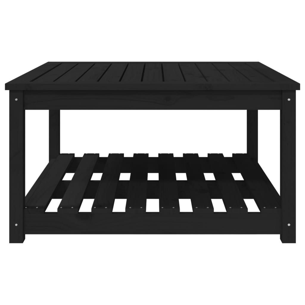 Tavolo da Giardino Nero 82,5x82,5x45 cm Legno Massello di Pino