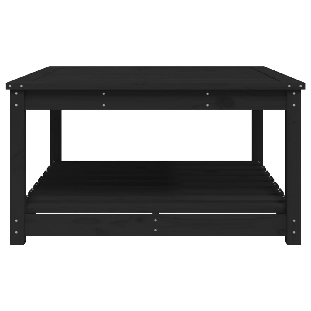 Tavolo da Giardino Nero 82,5x82,5x45 cm Legno Massello di Pino