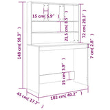 Scrivania con Mensole Nera 102x45x148 cm in Legno Multistrato