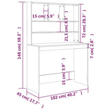 Scrivania Mensole Bianco Lucido 102x45x148 cm Legno Multistrato