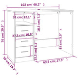 Scrivania Cassetti Rovere Marrone 102x50x76cm Legno Multistrato