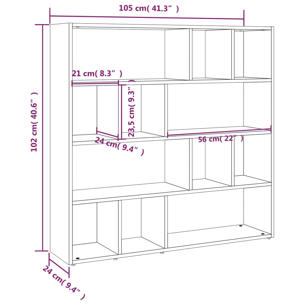 Libreria/Divisorio Rovere Marrone 105x24x102 cm