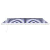 Tenda da Sole Retrattile Blu e Bianca 4x3 m Tessuto e Alluminio