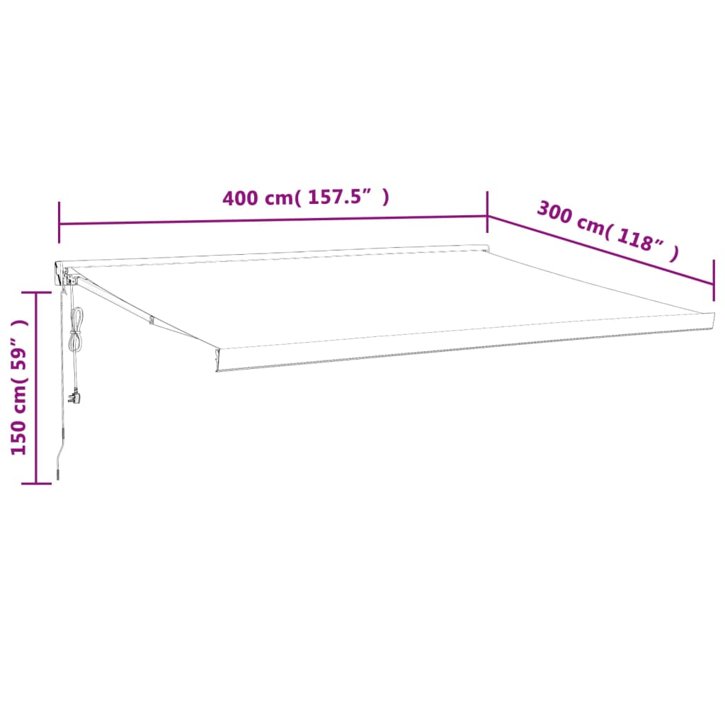 Tenda da Sole Retrattile Blu e Bianca 4x3 m Tessuto e Alluminio