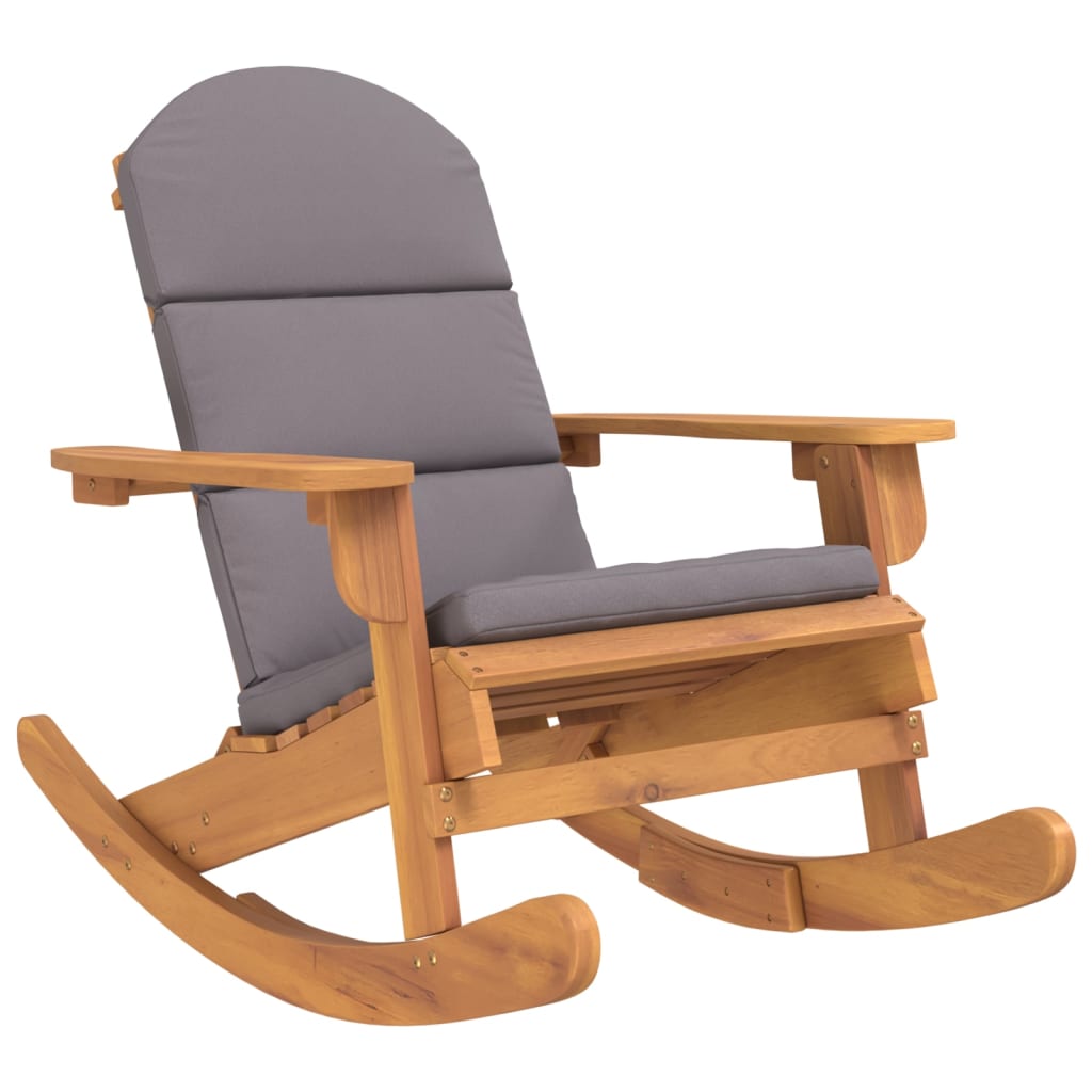 Sedia a Dondolo Adirondack con Cuscini Legno Massello di Acacia