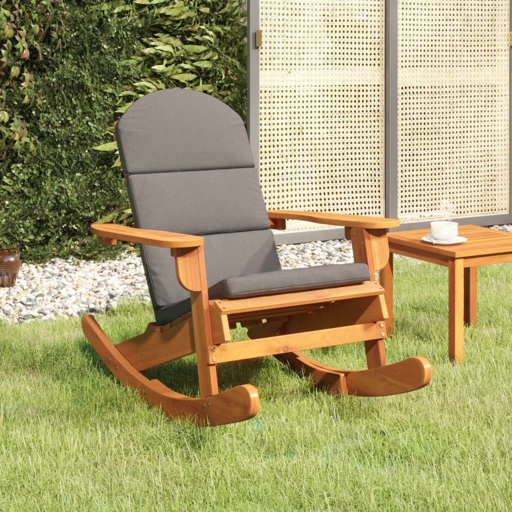 Sedia a Dondolo Adirondack con Cuscini Legno Massello di Acacia