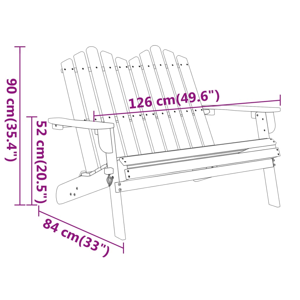 Panchina da Giardino Adirondack 126 cm Legno Massello di Acacia