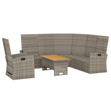 Set Divani da Giardino 3 pz con Cuscini in Polyrattan Grigio