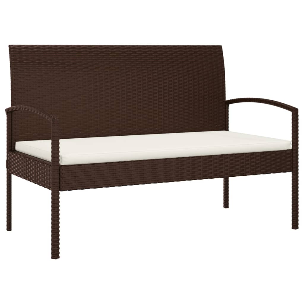 Panca da Giardino con Cuscino Marrone 105 cm in Polyrattan