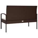 Panca da Giardino con Cuscino Marrone 105 cm in Polyrattan