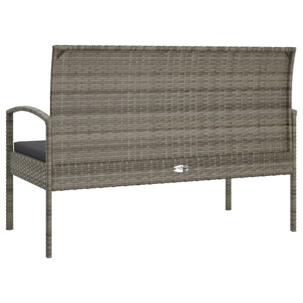 Panca da Giardino con Cuscino Grigia 105 cm in Polyrattan