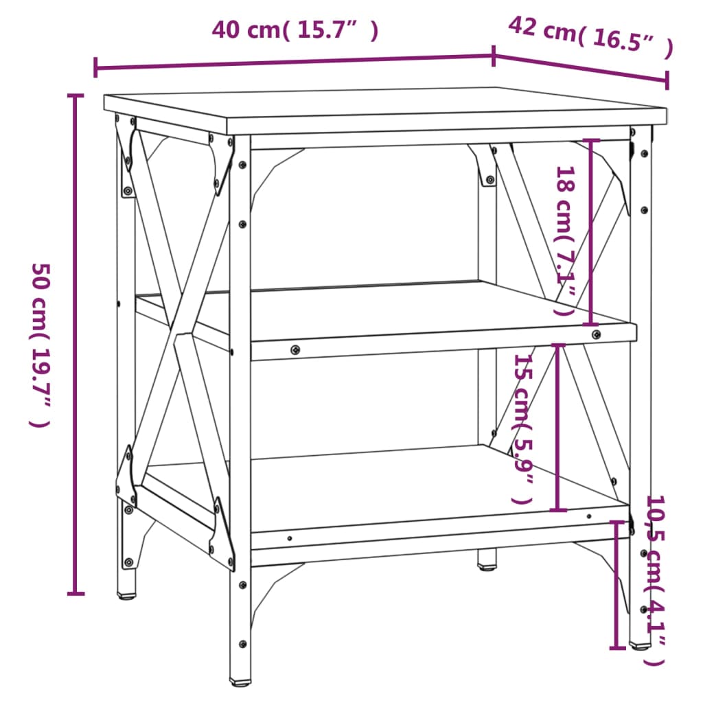 Tavolino Nero 40x42x50 cm in Legno Multistrato