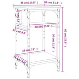 Tavolino Grigio Sonoma 35x30x60 cm in Legno Multistrato