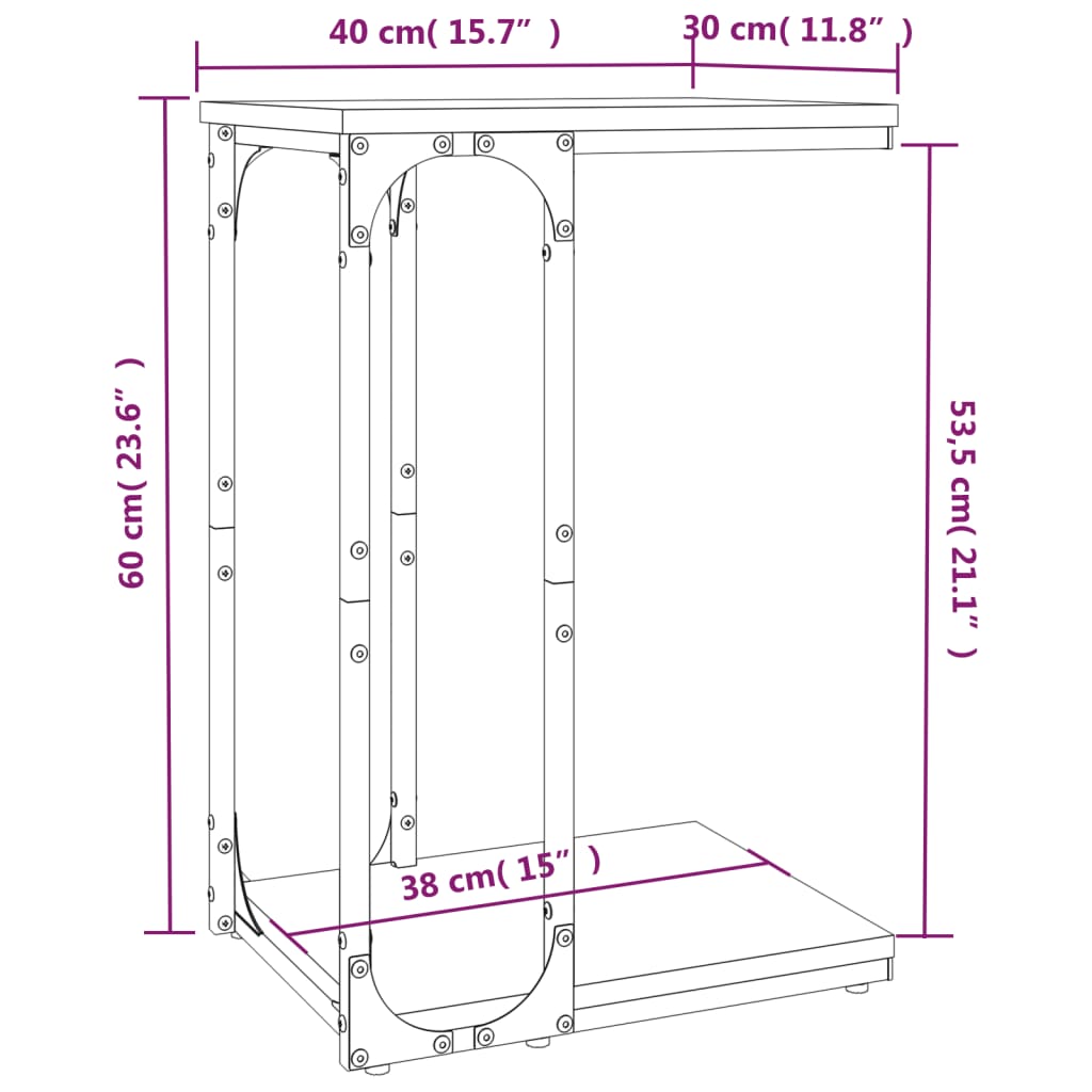 Tavolino Nero 40x30x60 cm in Legno Multistrato