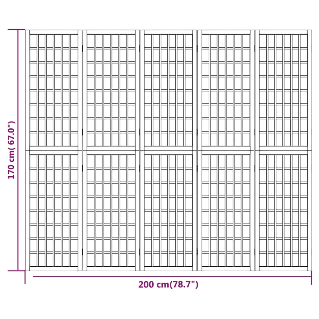 Divisorio Pieghevole 5 Pannelli Stile Giapponese 200x170 cm