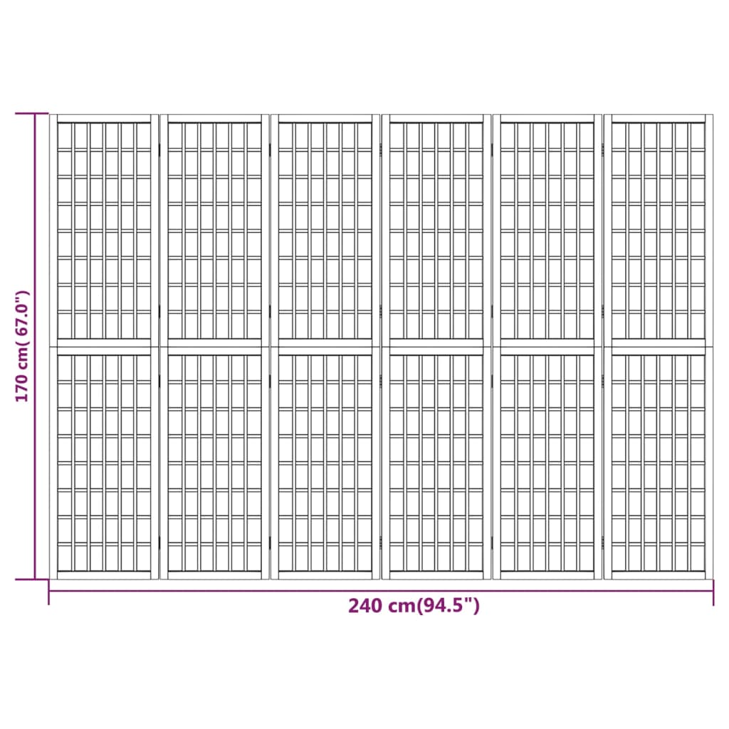 Divisorio Pieghevole 6 Pannelli Stile Giapponese 240x170 cm