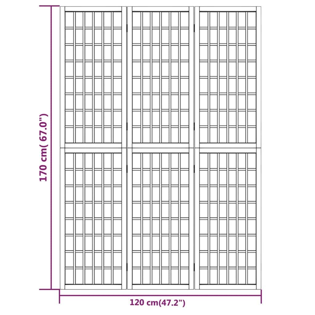 Divisorio Pieghevole 3 Pannelli Stile Giapponese 120x170 Bianco