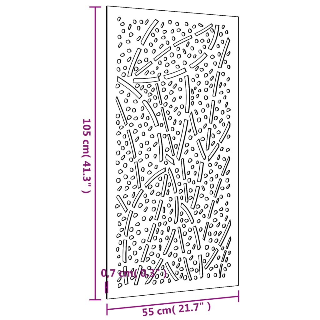 Decorazione Muro da Giardino 105x55 cm Foglia Acciaio Corten