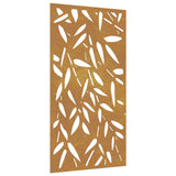 Decorazione Muro Giardino 105x55 cm Foglie Bambù Acciaio Corten