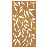 Decorazione Muro Giardino 105x55 cm Foglie Bambù Acciaio Corten