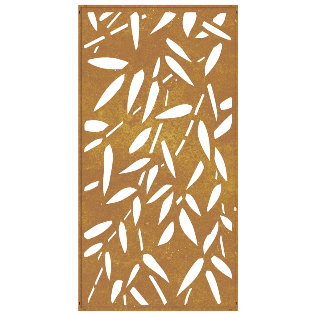 Decorazione Muro Giardino 105x55 cm Foglie Bambù Acciaio Corten