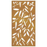 Decorazione Muro Giardino 105x55 cm Foglie Bambù Acciaio Corten