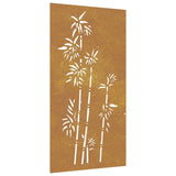 Decorazione Muro da Giardino 105x55 cm Bambù in Acciaio Corten