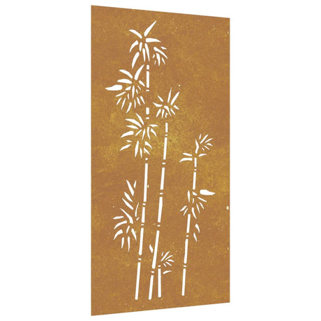 Decorazione Muro da Giardino 105x55 cm Bambù in Acciaio Corten