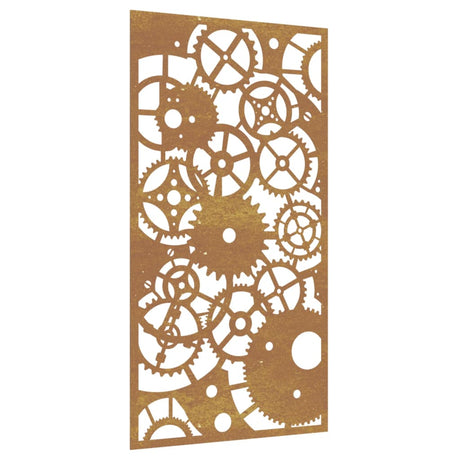 Decorazione Muro Giardino 105x55 cm Ingranaggio Acciaio Corten