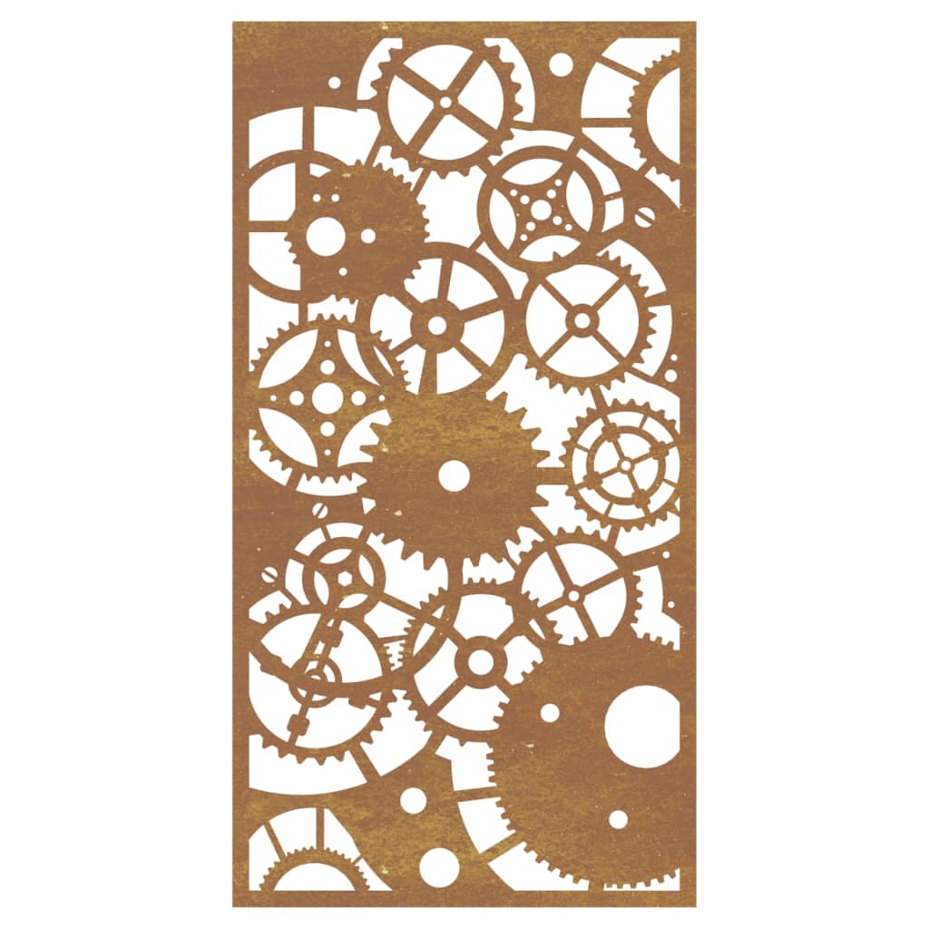 Decorazione Muro Giardino 105x55 cm Ingranaggio Acciaio Corten