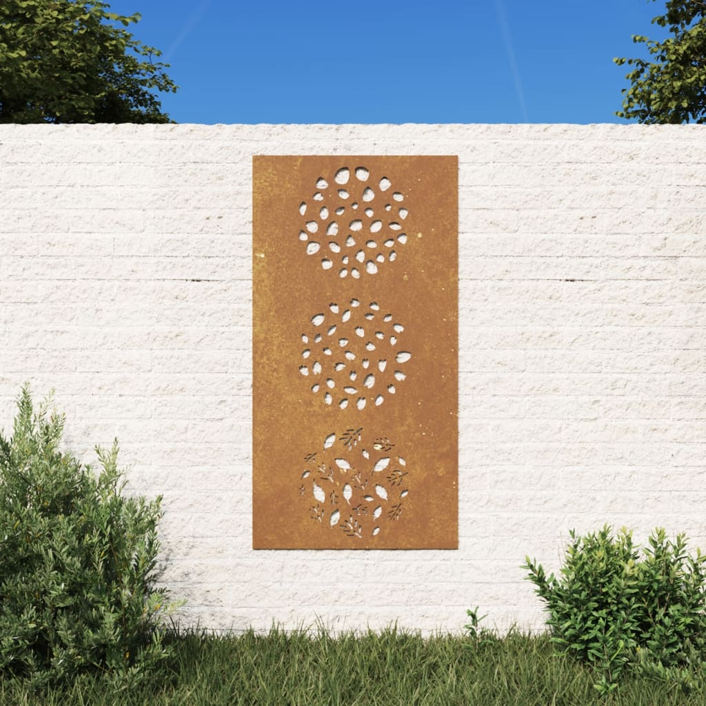 Decorazione Muro da Giardino 105x55 cm Foglia Acciaio Corten