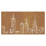 Decorazione Muro da Giardino 105x55cm Skyline in Acciaio Corten