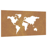 Decorazione Muro Giardino 105x55 cm Mappa Mondo Acciaio Corten