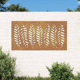 Decorazione Muro da Giardino 105x55 cm Foglia Acciaio Corten