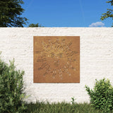 Decorazione Muro da Giardino 55x55 cm Sole in Acciaio Corten