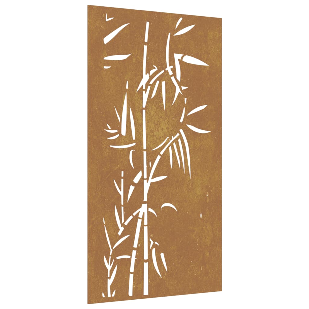 Decorazione Muro da Giardino 105x55 cm Bambù in Acciaio Corten