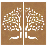 Decorazioni Muro Giardino 2 pz 105x55 cm Albero Acciaio Corten