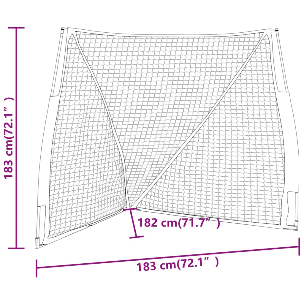 Rete Baseball Arancione e Nera 183x182x183cm Acciaio Poliestere