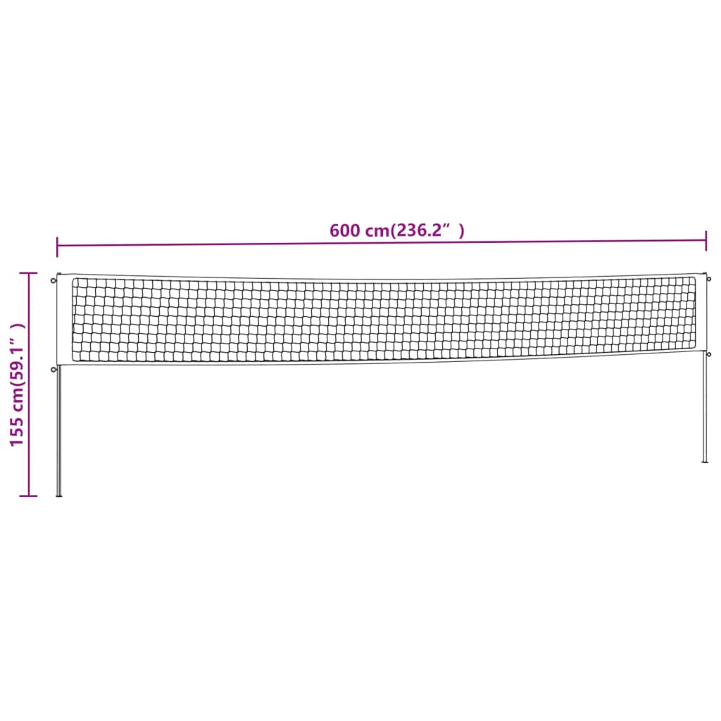 Rete da Badminton Gialla e Nera 600x155 cm Tessuto PE