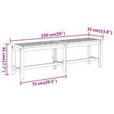 Panca da Giardino 150x35x45 cm in Legno Massello di Acacia