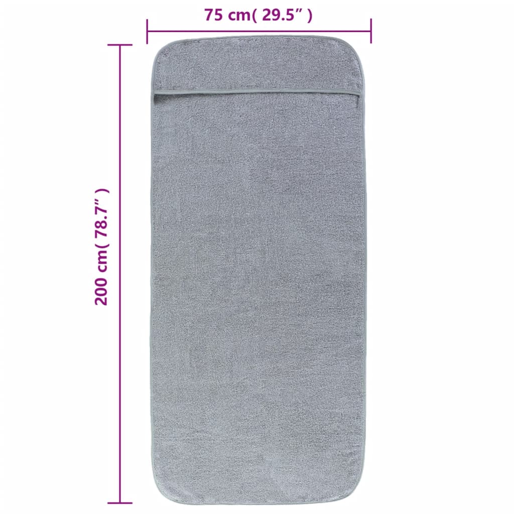 Asciugamani da Spiaggia 2 pz Grigi 75x200 cm in Tessuto 400 GSM