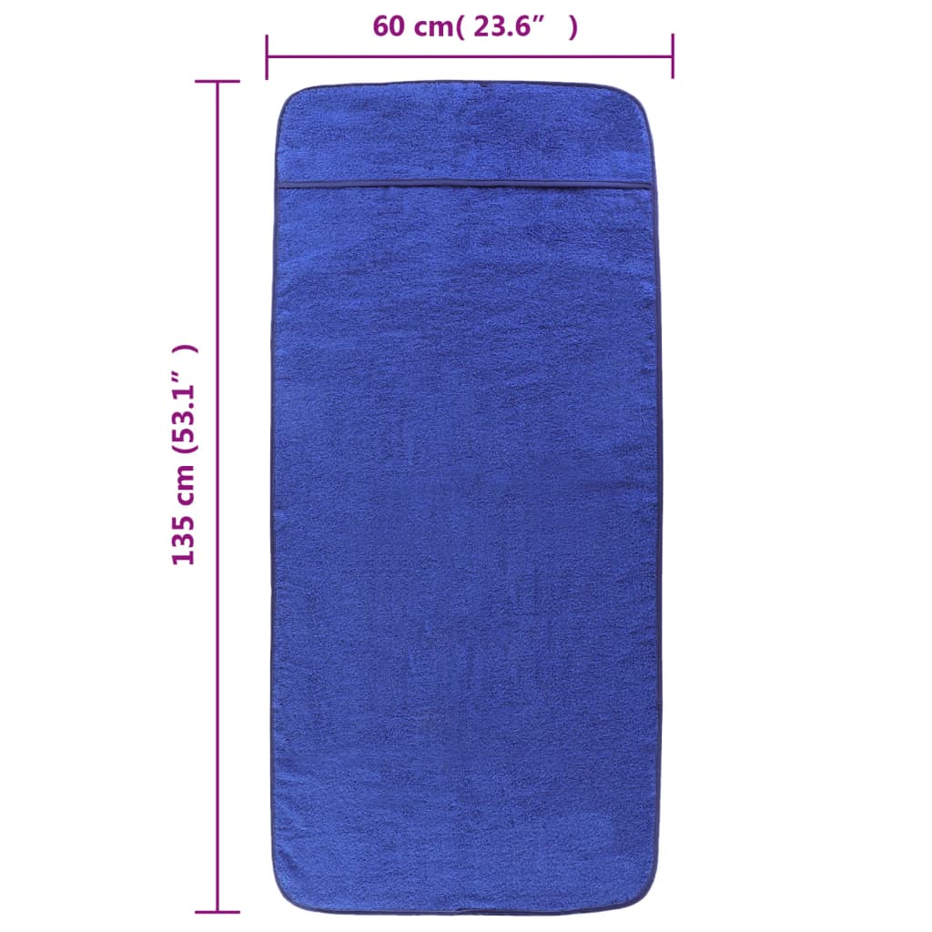 Asciugamani da Spiaggia 2pz Blu Reale 60x135 cm Tessuto 400 GSM