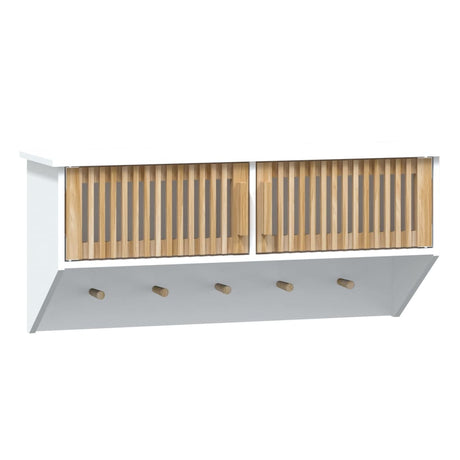 Armadietto Parete Ganci Bianco 80x24x35,5 cm Legno Multistrato