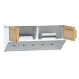 Armadietto Parete Ganci Bianco 80x24x35,5 cm Legno Multistrato