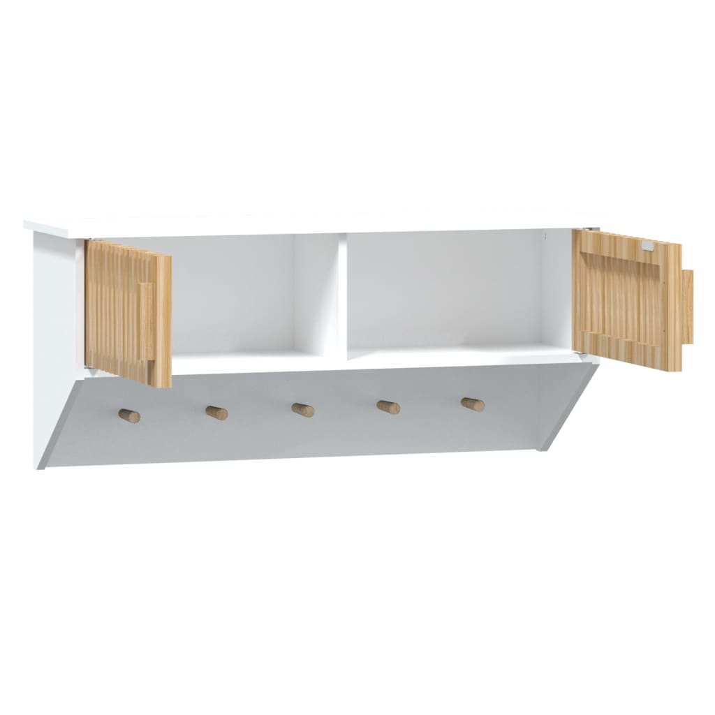 Armadietto Parete Ganci Bianco 80x24x35,5 cm Legno Multistrato