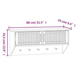 Armadietto Parete Ganci Bianco 80x24x35,5 cm Legno Multistrato