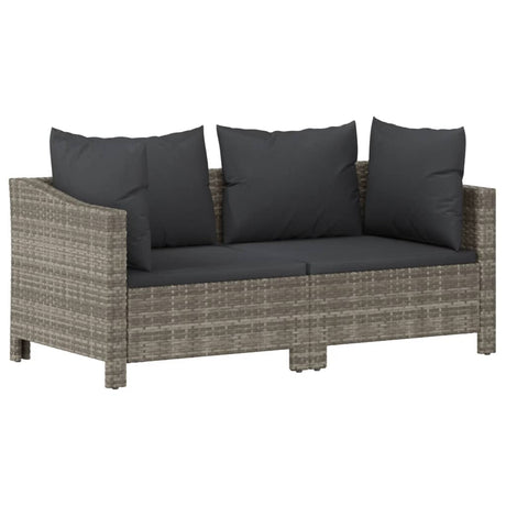 Set di Divani da Giardino 2 pz con Cuscini in Polyrattan Grigio