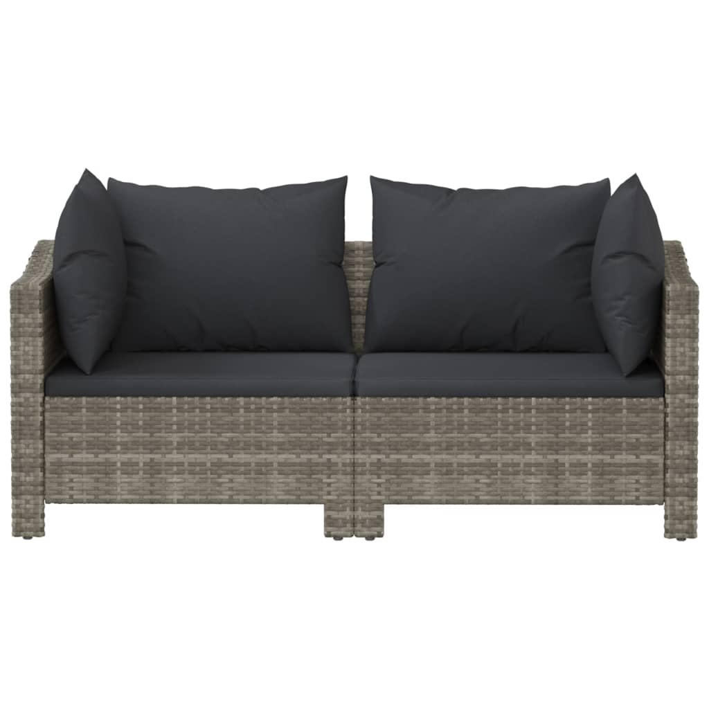 Set di Divani da Giardino 2 pz con Cuscini in Polyrattan Grigio